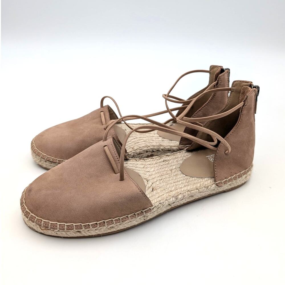 Eileen Fisher Lace-Up Espadrille Sandal Women's Toffee/Cream Size US7 EU37.5